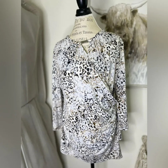 Calvin Klein Snow Leopard print Tunic Top with metal detail - Picture 1 of 10